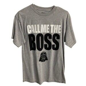 Star Wars T-shirt Men Medium Gray Call Me the Boss Darth Vader Crew Neck Classic